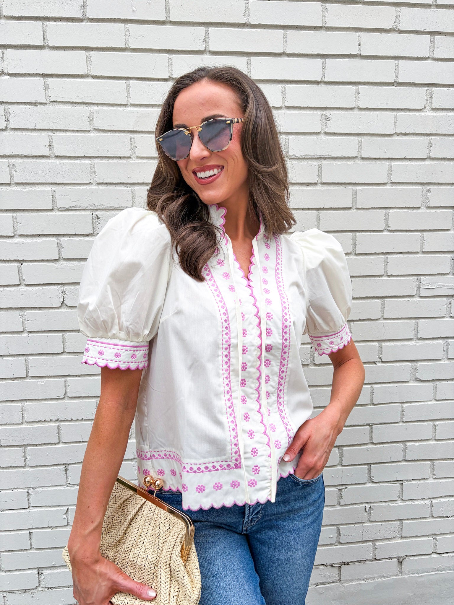 Embroidered Dream Top-Cream