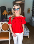 Great Night Off Shoulder Top-Red