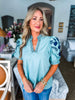 Lighthearted Embroidered Top-Sage