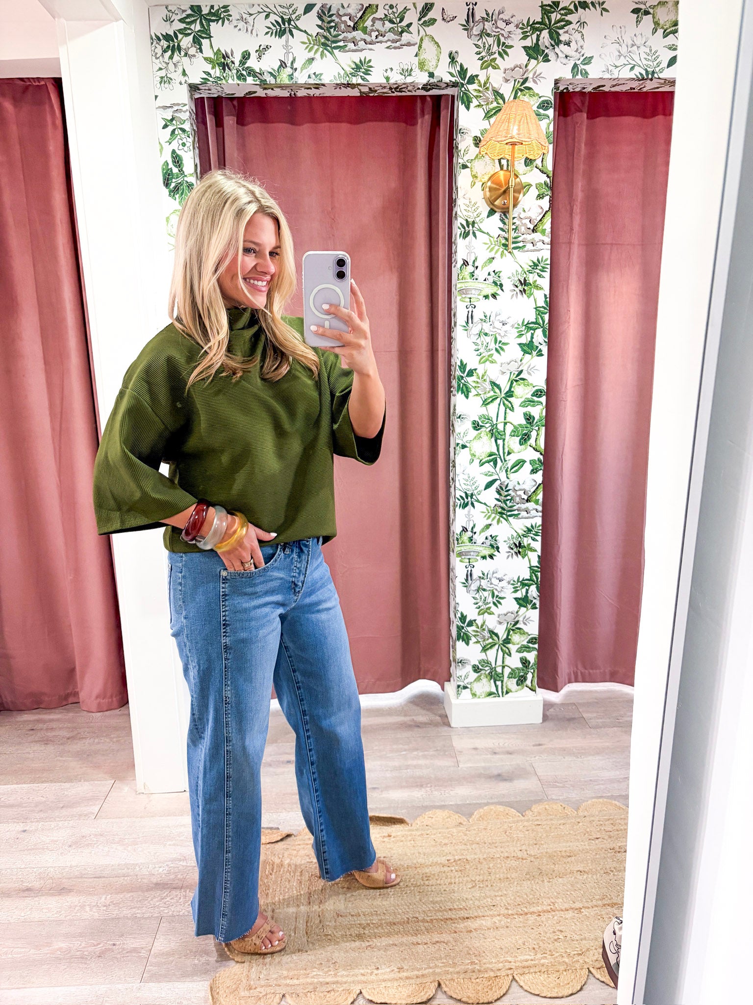 Old Mill Mock Neck Top-Olive