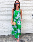 Soft Bloom Midi Skirt-Green