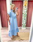 Simple Joy Midi Dress-Blue