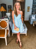 Botanical Brunch Mini Dress-Blue