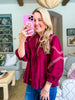 Marfa Bound Embroidered Top-Burgundy