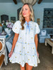 Fruit Basket Embroidered Mini Dress- Lemon