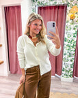 Gentle Days Ribbed Cardigan-Ivory