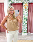 Breton Twisted Bubble Top-Tan/Blush