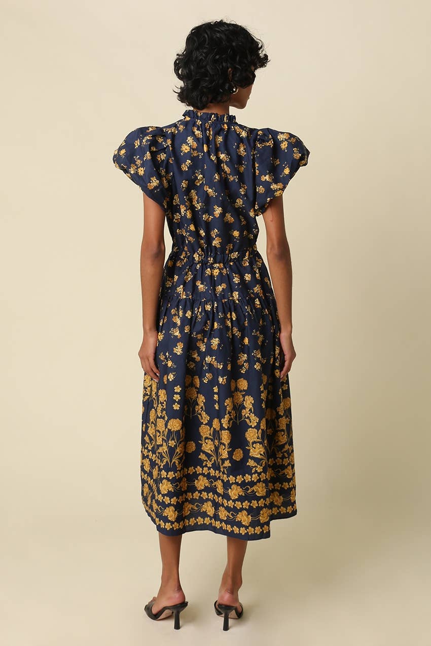 Clara Floral Puff Sleeve Midi Dress