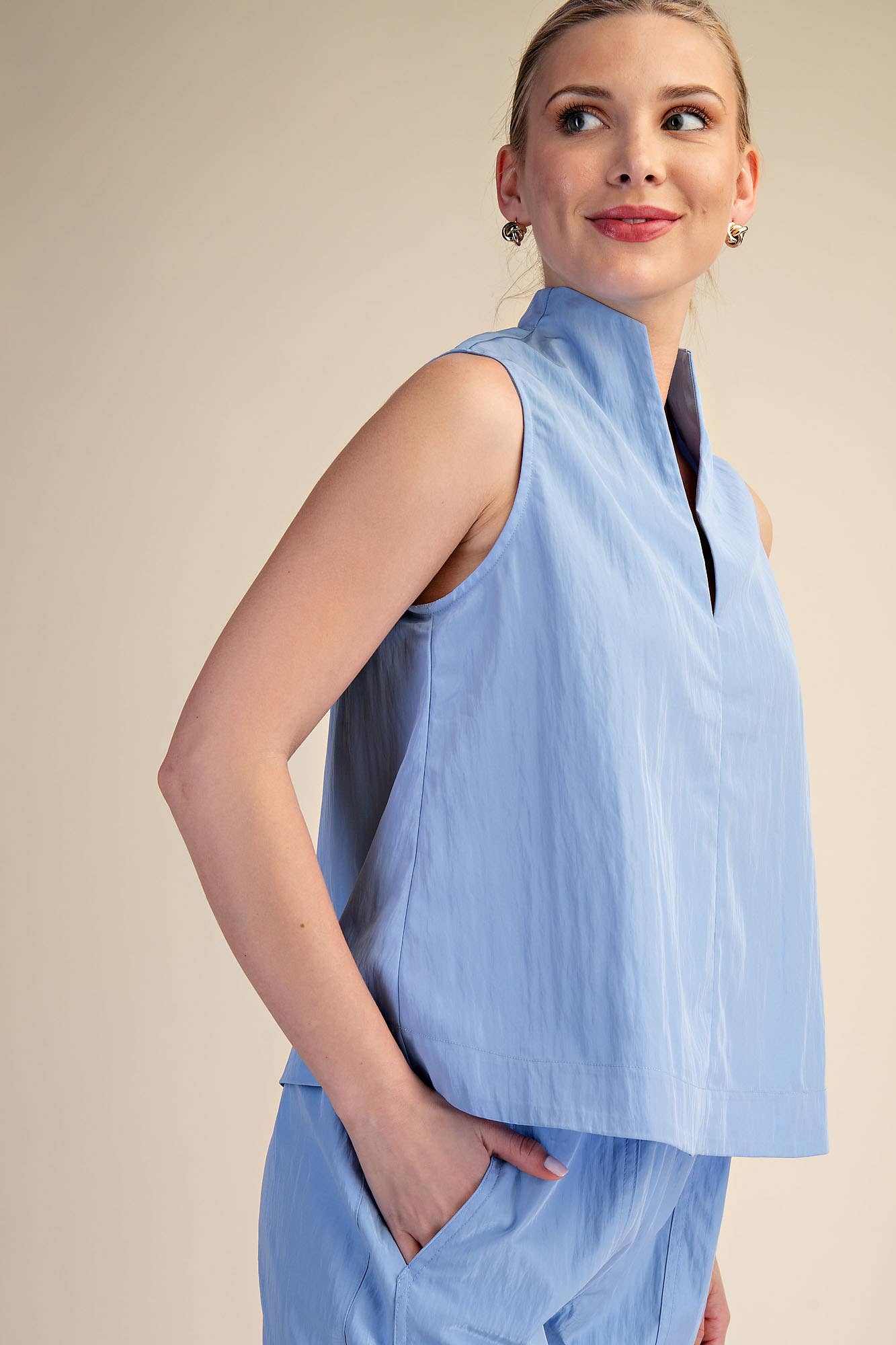 Avery Sleeveless Top-Blue
