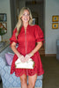 Petals And Pinot Eyelet Mini Dress-Brick