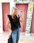 Marcella Ruffle Top-Black