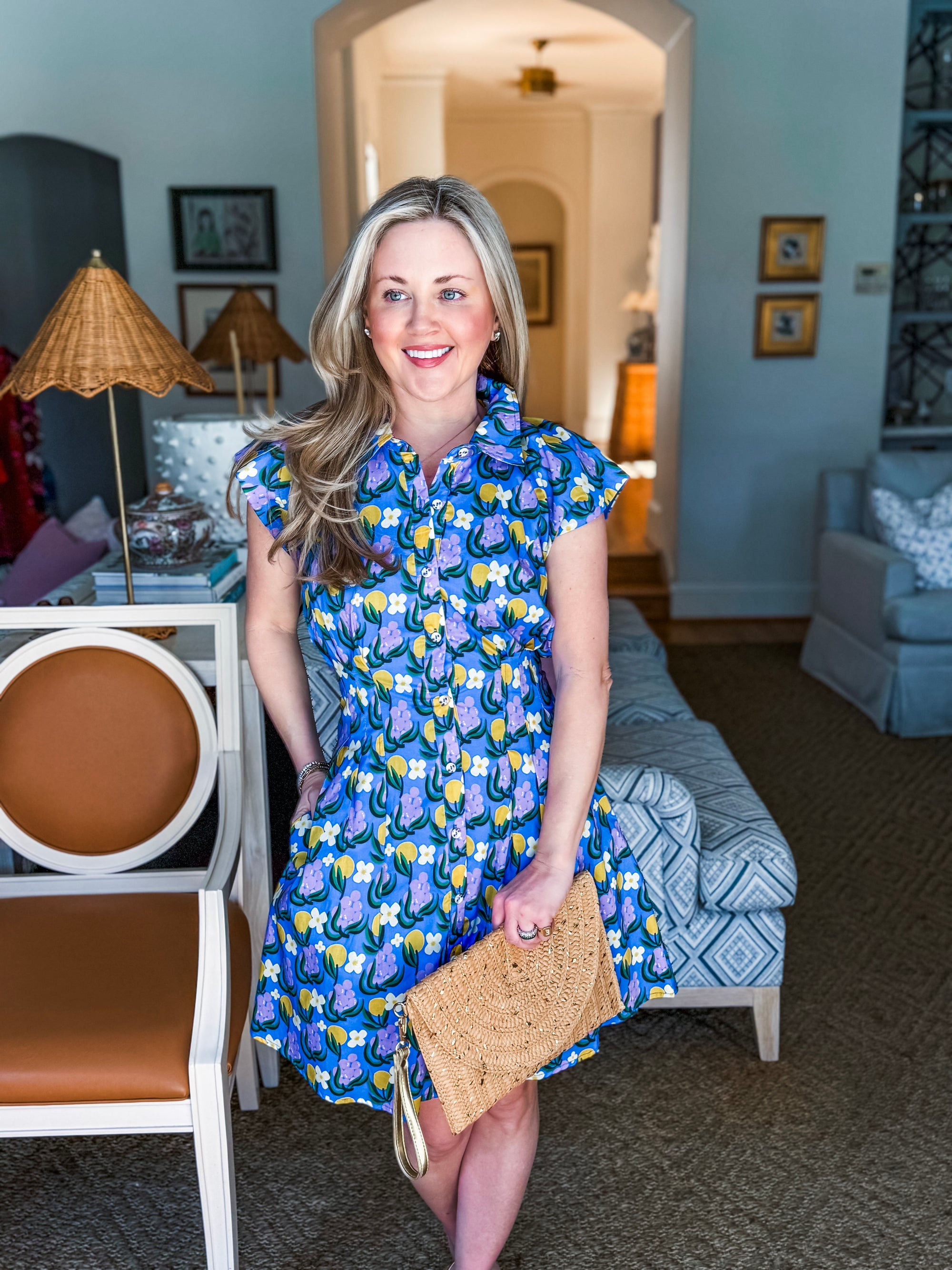 Citron Bloom Dress-Blue