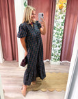 Westbury Plaid Midi Dress-Green