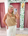 Breton Twisted Bubble Top-Tan/Blush