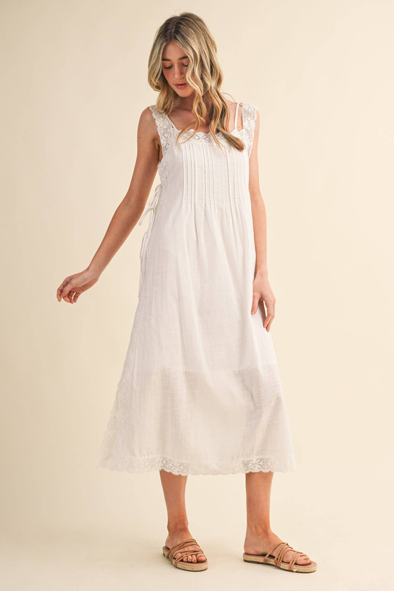 PREORDER: Fleur Romance Midi Dress-Off White