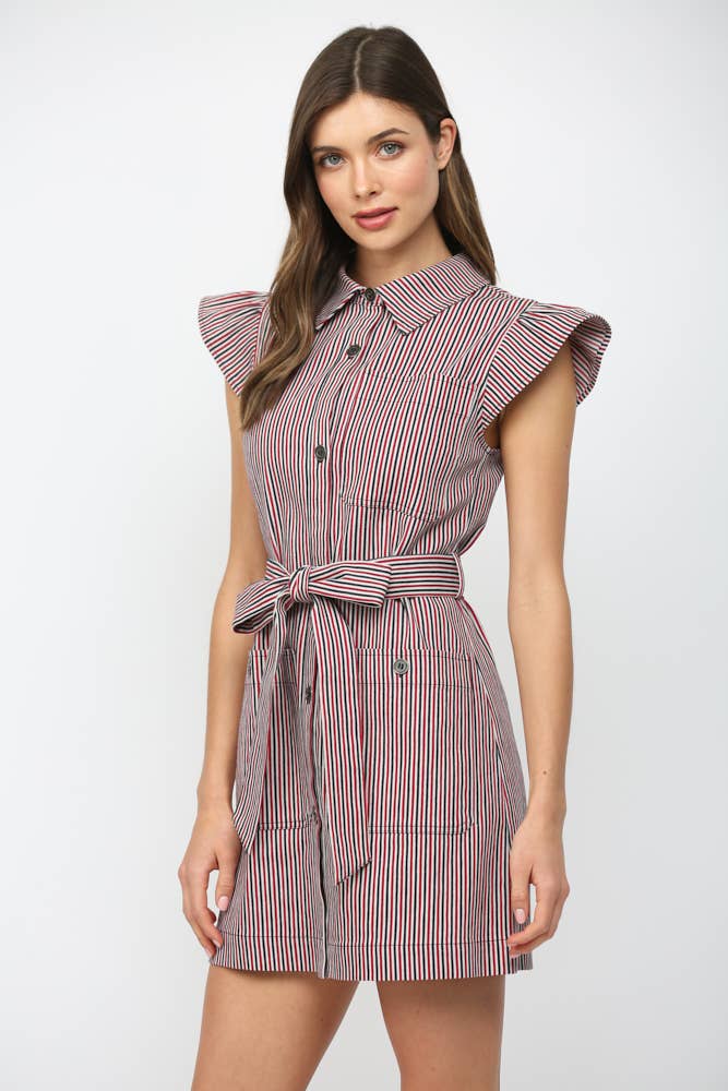 Vera Ruffle Button Down Mini Dress