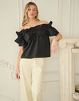 Great Night Off Shoulder Top-Black