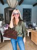 City Sights Zipup Top- Olive