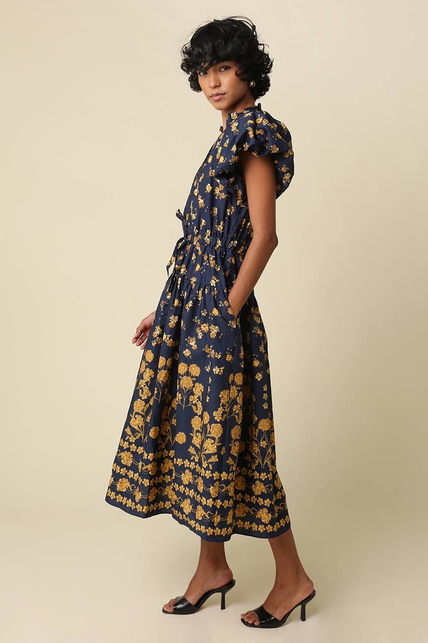 Clara Floral Puff Sleeve Midi Dress