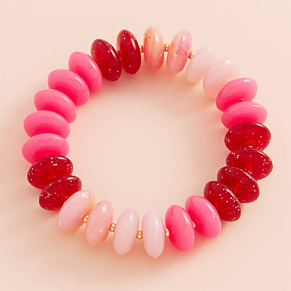 Ombre Oval Stretch Bracelet-Fuchsia