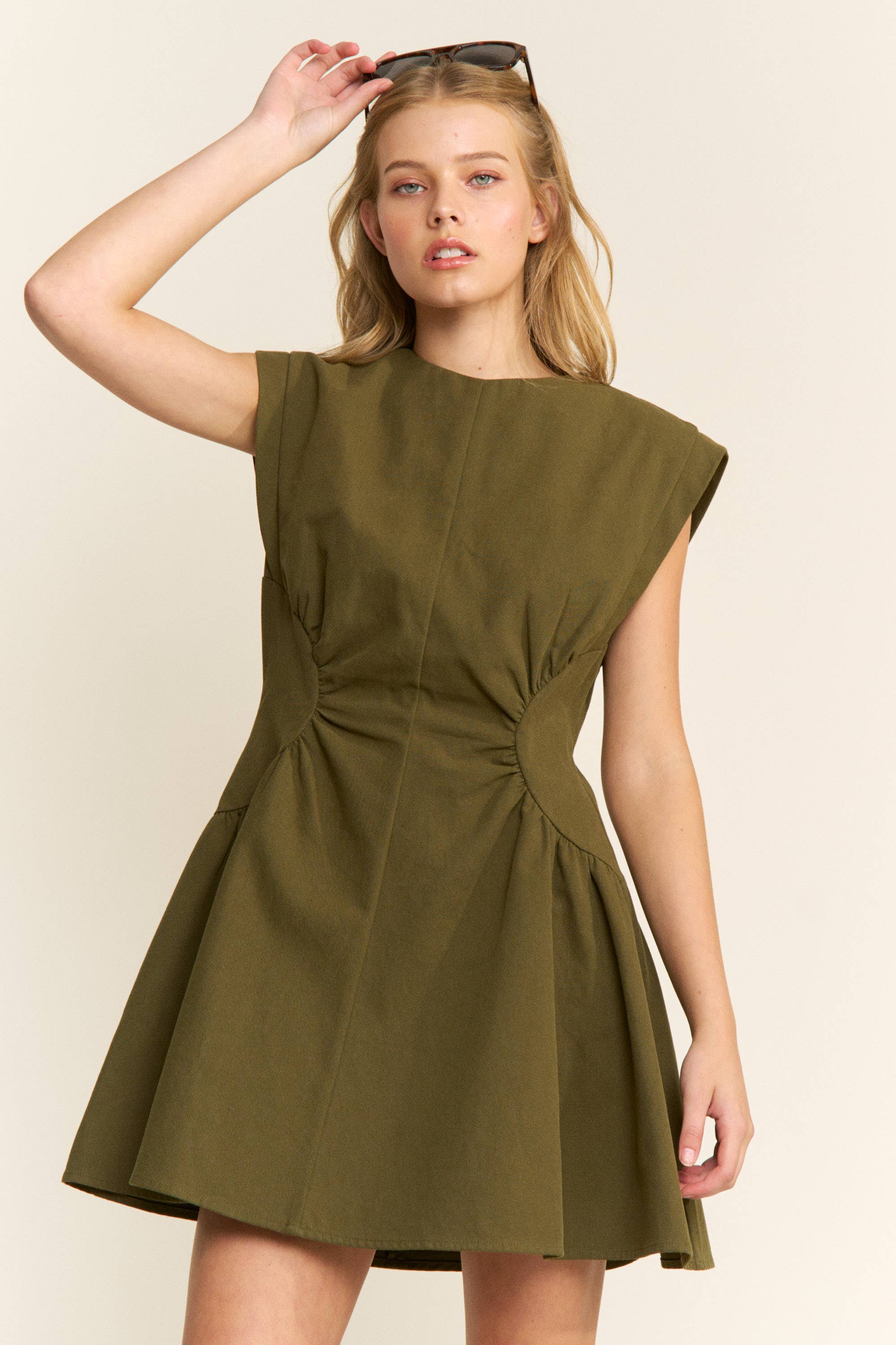 PREORDER: Sweet Afternoons Mini Dress-Olive