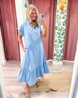 Simple Joy Midi Dress-Blue