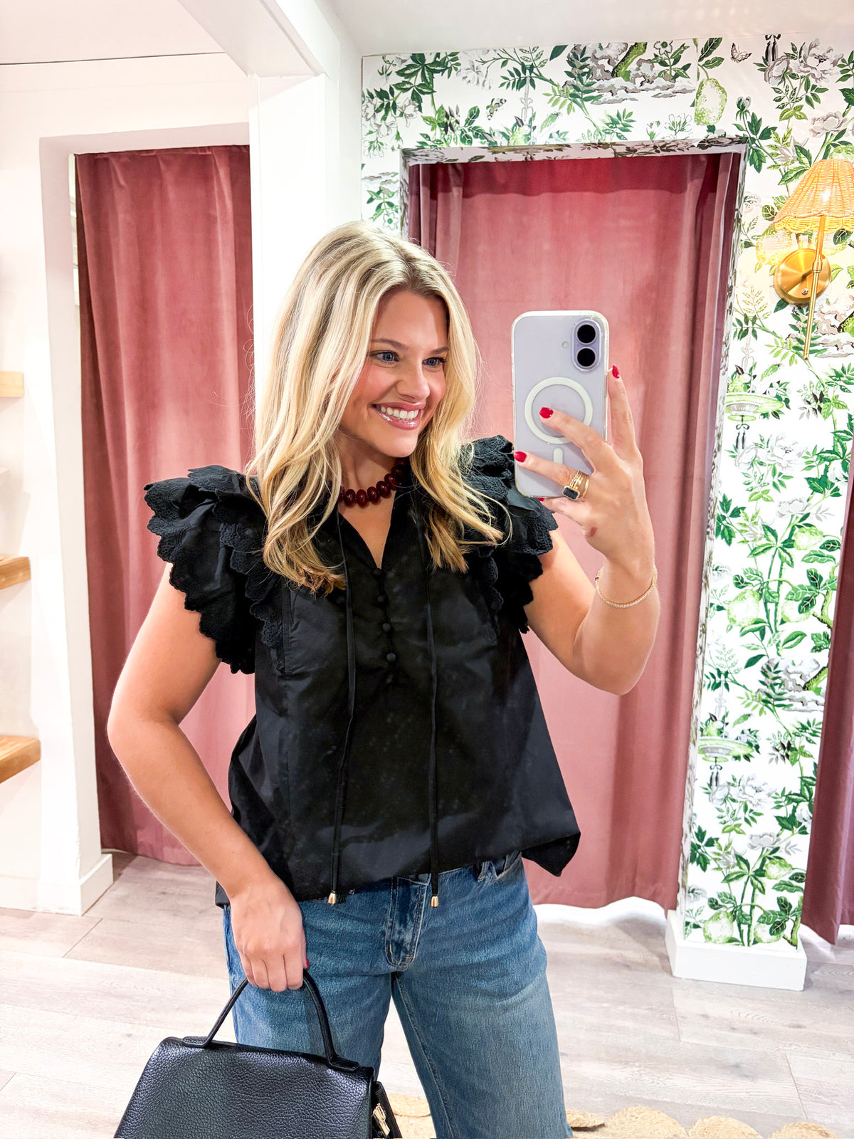 Marcella Ruffle Top-Black
