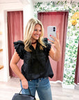 Marcella Ruffle Top-Black