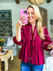 Marfa Bound Embroidered Top-Burgundy