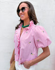 Spring Fling Bubble Sleeve Top