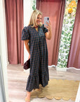 Westbury Plaid Midi Dress-Green