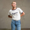 Bonjour Embroidered Ringer Tee