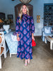 Midnight Sonata Botanical Midi Dress-Navy