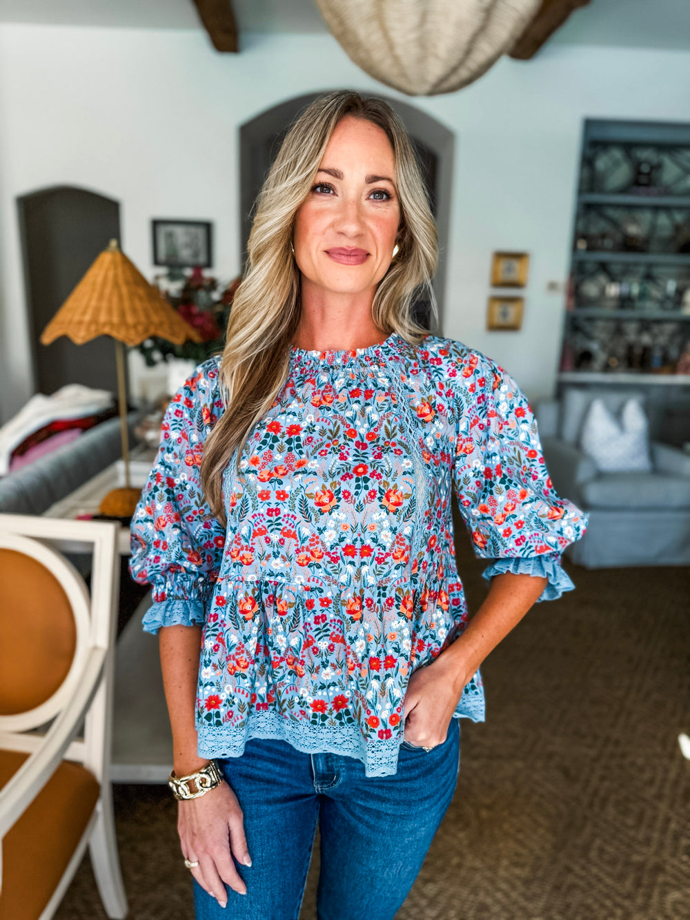 Floral Blue Bloom Top