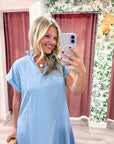 Simple Joy Midi Dress-Blue