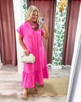 Simple Joy Midi Dress-Hot Pink