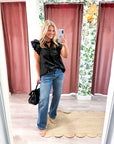 Marcella Ruffle Top-Black