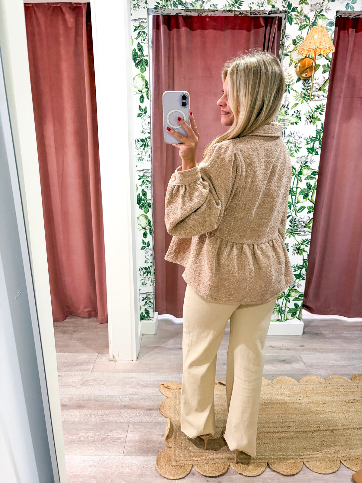 The Duchess Peplum Jacket-Tan