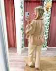 The Duchess Peplum Jacket-Tan