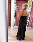 Satin Siren Maxi Dress-Black