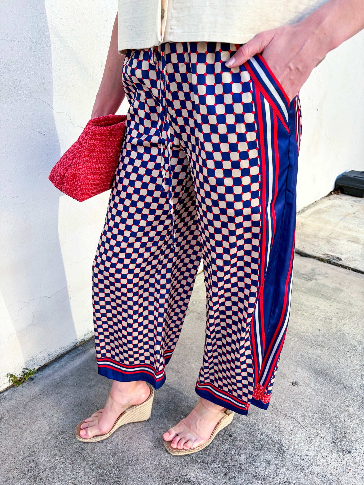 Checkerboard Wide Leg Pants