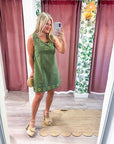 Weekend Cabin Mini Dress-Olive