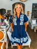 Magic Moment Floral Mini Dress-Navy