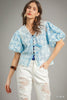Vintage Eyelet Top-Light Blue