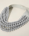 Chunky Beaded Necklace-Rhodium