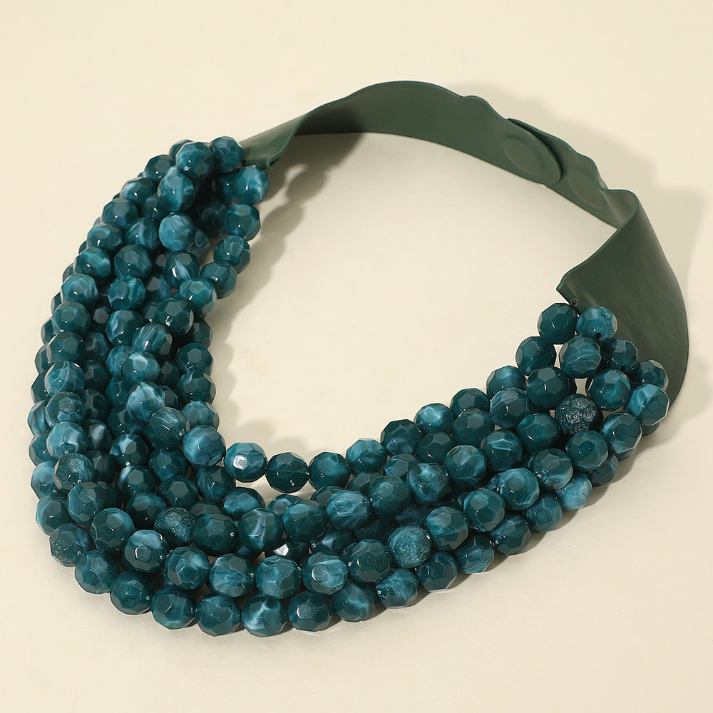 PREORDER: Chunky Beaded Necklace-Teal