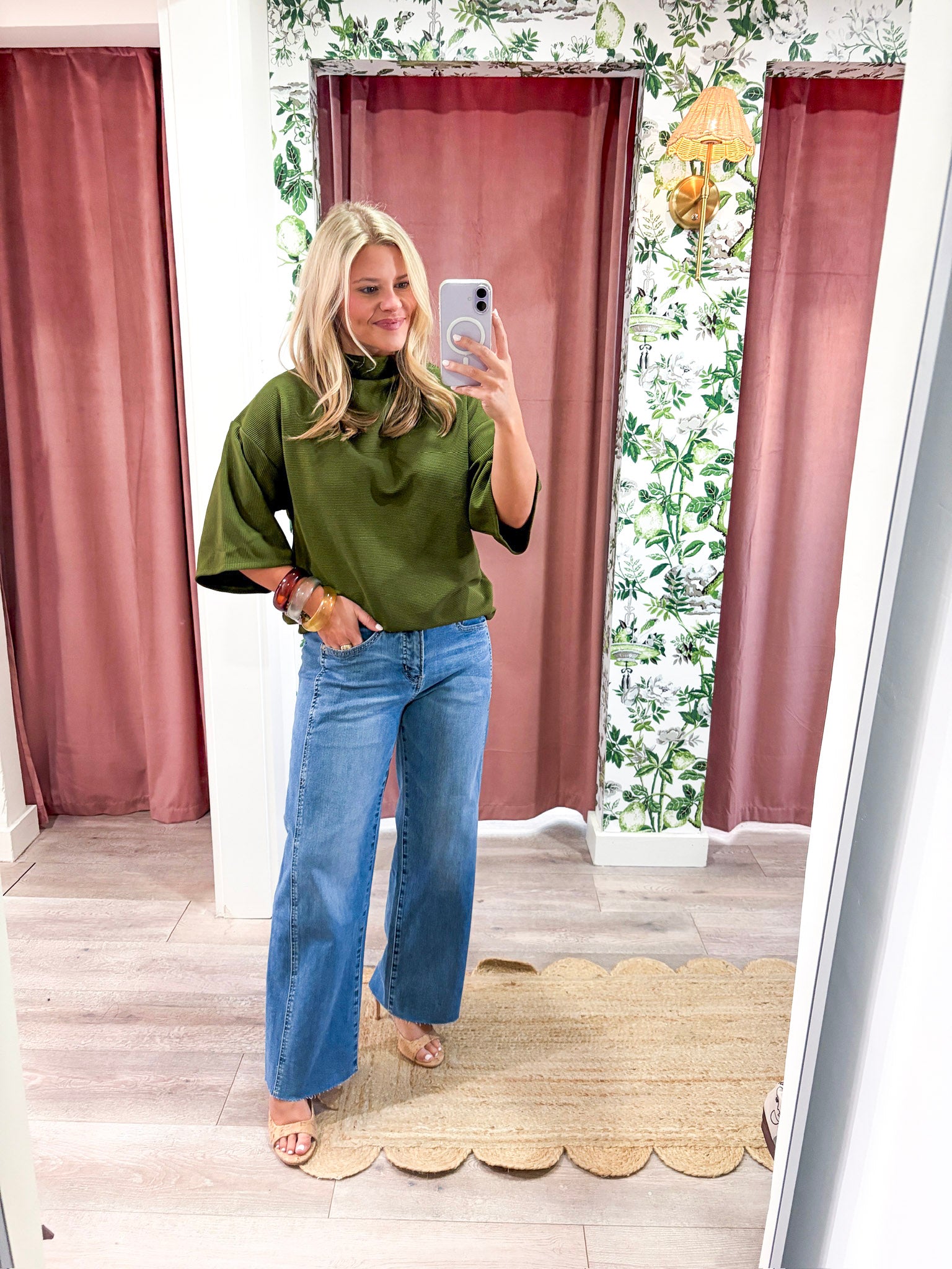 Old Mill Mock Neck Top-Olive
