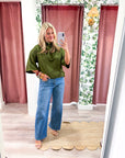 Old Mill Mock Neck Top-Olive