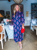 Midnight Sonata Botanical Midi Dress-Navy
