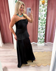 Satin Siren Maxi Dress-Black